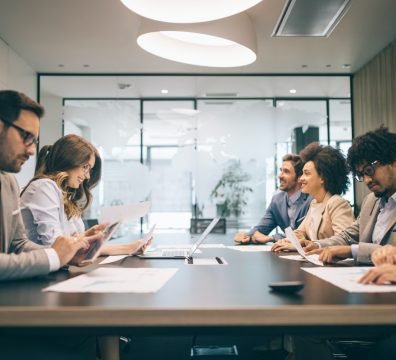 Corporate business team and manager in a meeting